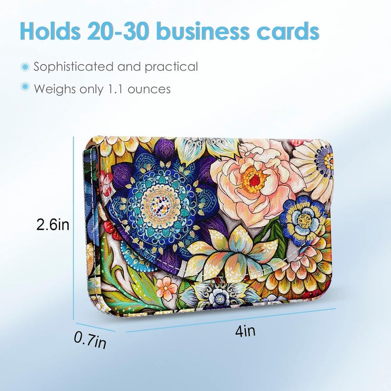 Xavier Business Card Holder，PU Leather Business Card Case Color Printing Pattern Card Holder Wallet，Pockets Magnetic Credit Card Holders for Men and Women，Mandarins - Image 2